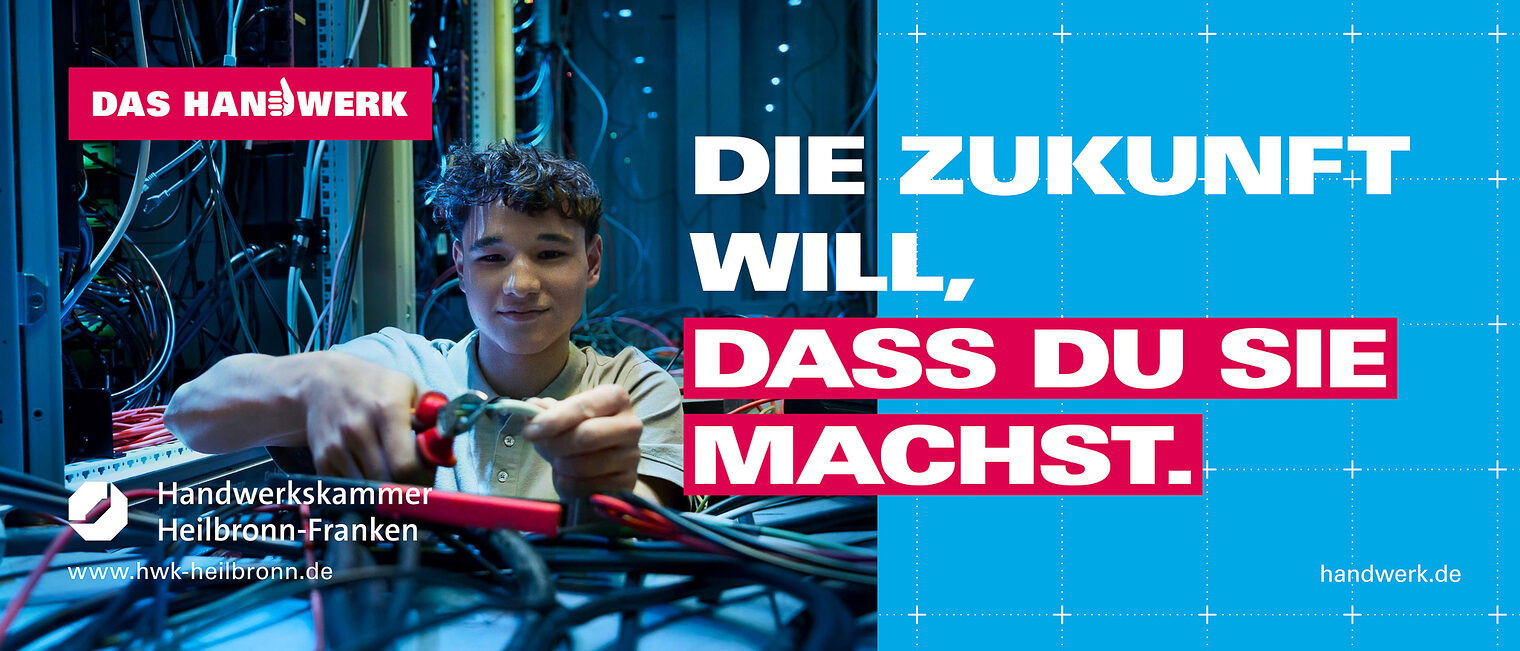 Imagekampagne 2025 Anzeige der Imagekampagne des Handwerks 2025: Die Zukunft will, dass du sie machst.